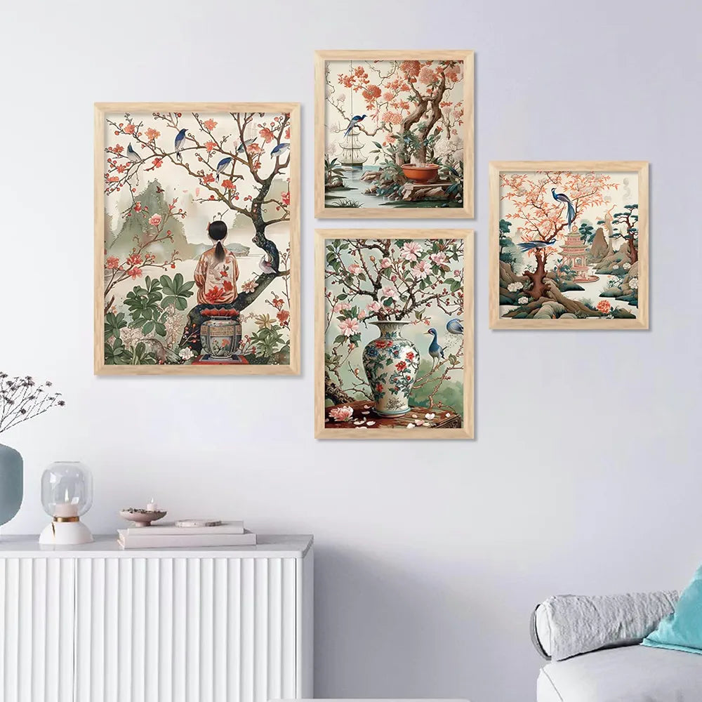 Kotart Nature Inspired Modern Art Paintings with Frame Set of 4 Frames C