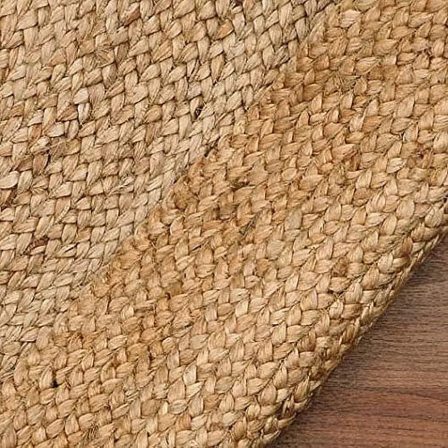 The Home Talk Natural Handcrafted Braided Round Jute Rug 80 cm Beige