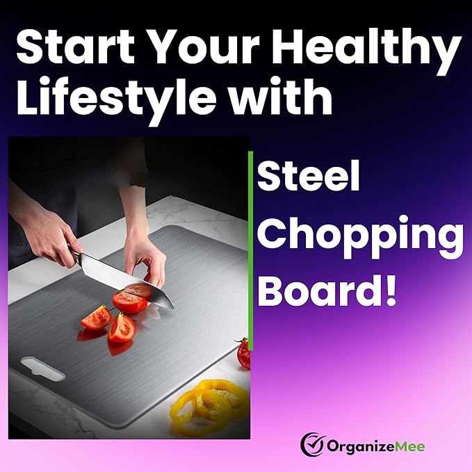 OrganizeMee Extra Large Steel Chopping Board for Kitchen 45 X 31.2 CM