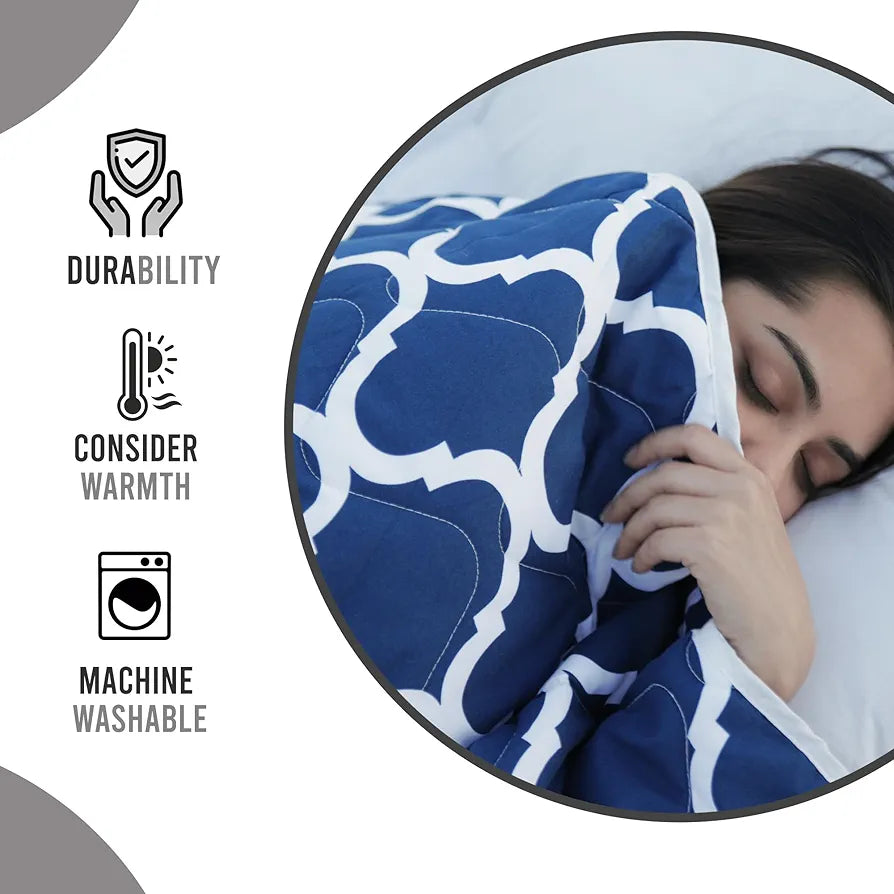 Divine Casa Microfiber 150 GSM Reversible Double Bed Comforter Ultra Soft & Lightweight Blanket Colour Deep Blue