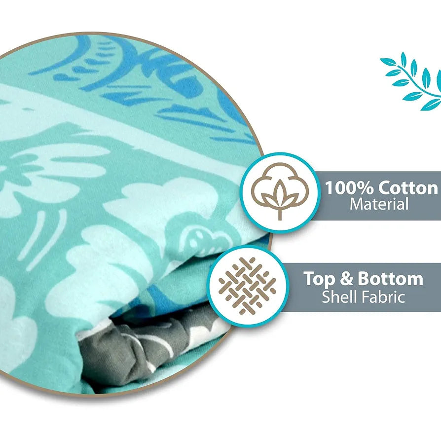 Divine Casa 120 GSM Dohar Single Bed Cotton Reversible Quilt AC Blanket for Winter Soft Light-Weight Bed Razzai Colour Blue and Grey