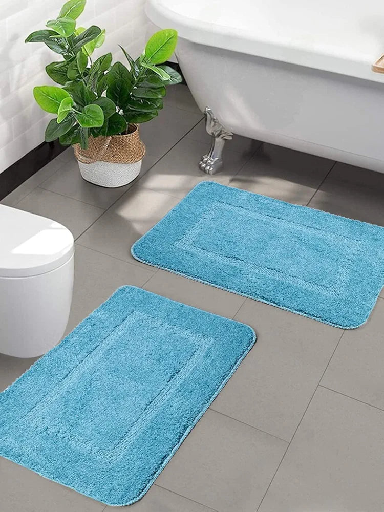 Saral Home Easy Living Microfiber Rectangular Anti Slip Bathmats Colour Turquoise