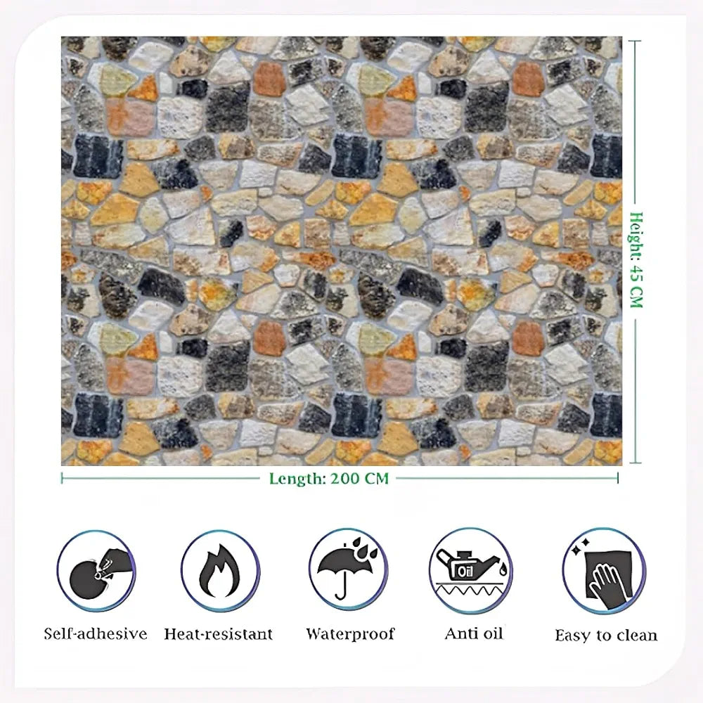 Jaamso Royals 3d Effect Stone Peel and Stick Self Adhesive Wallpaper Design 6