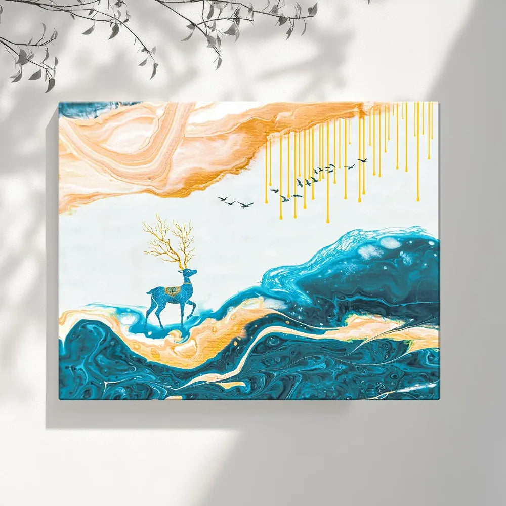ArtX Canvas Deer Painting Big Size Scenery Abstract Painting