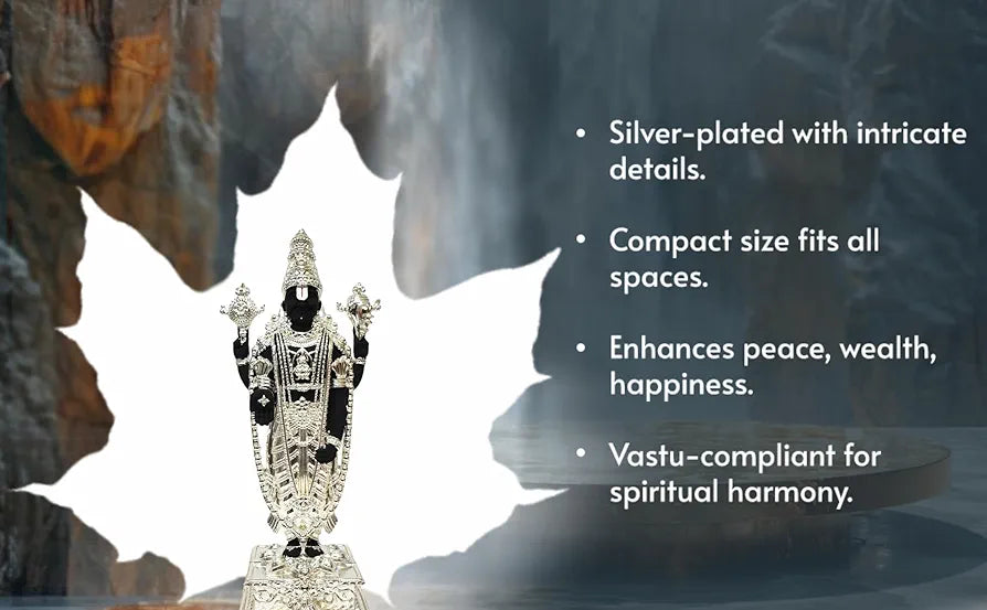 Gold Art India Lord Tirupati Balaji Silver Plated Black Terracotta Idol