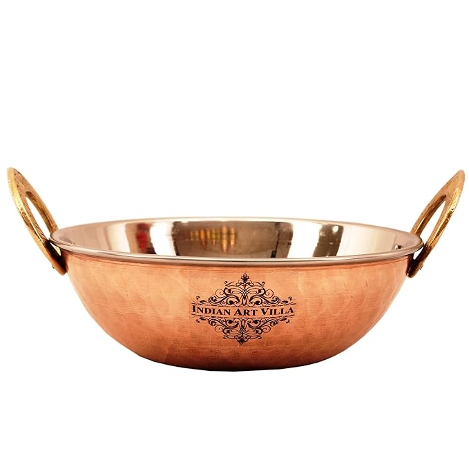Indian Art Villa Hammered Steel Copper Kadhai Wok Bowl - 200 ml