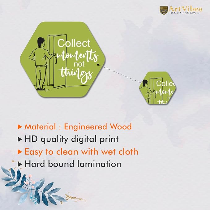 Artvibes Decorative Wooden Wall Hanging Decoration for Home | Quote Decor Item | Pack of 13 Pieces