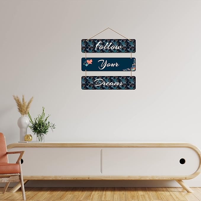 Artvibes Follow Your Dreams Wooden Wall Hanger for Home Decor | Artworks Mordern Hanging