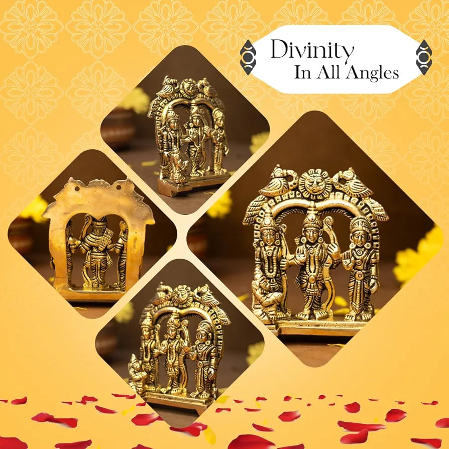 Ekhasa Pure Brass Ram Darbar Murti Ram Darbar Statue Ram Sita Laxman Hanuman Idol