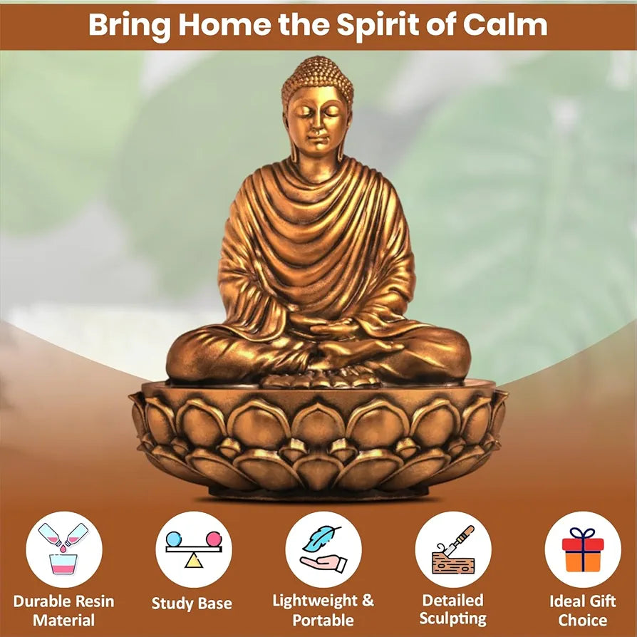 Jd Fresh 6 Inch Gautam Buddha Statue - Gold