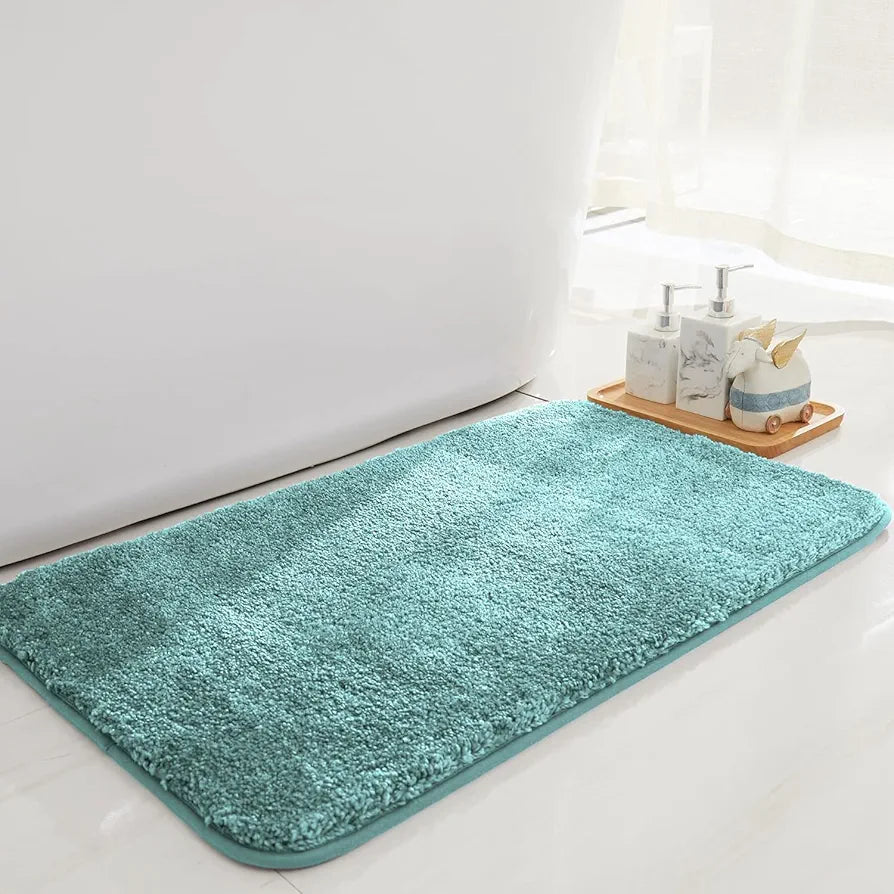 Luxe Home International Microfibre Luxe Home Bath Mat Anti Skid Slip Bathroom Floor Door Rectangular Mats Colour Aqua