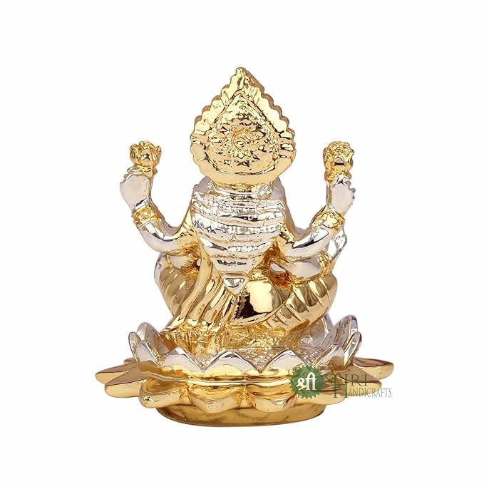 Indicast Resin Goddess Sitting on Lotus Laxmi Idol Murti Statue for Home and Office Decor