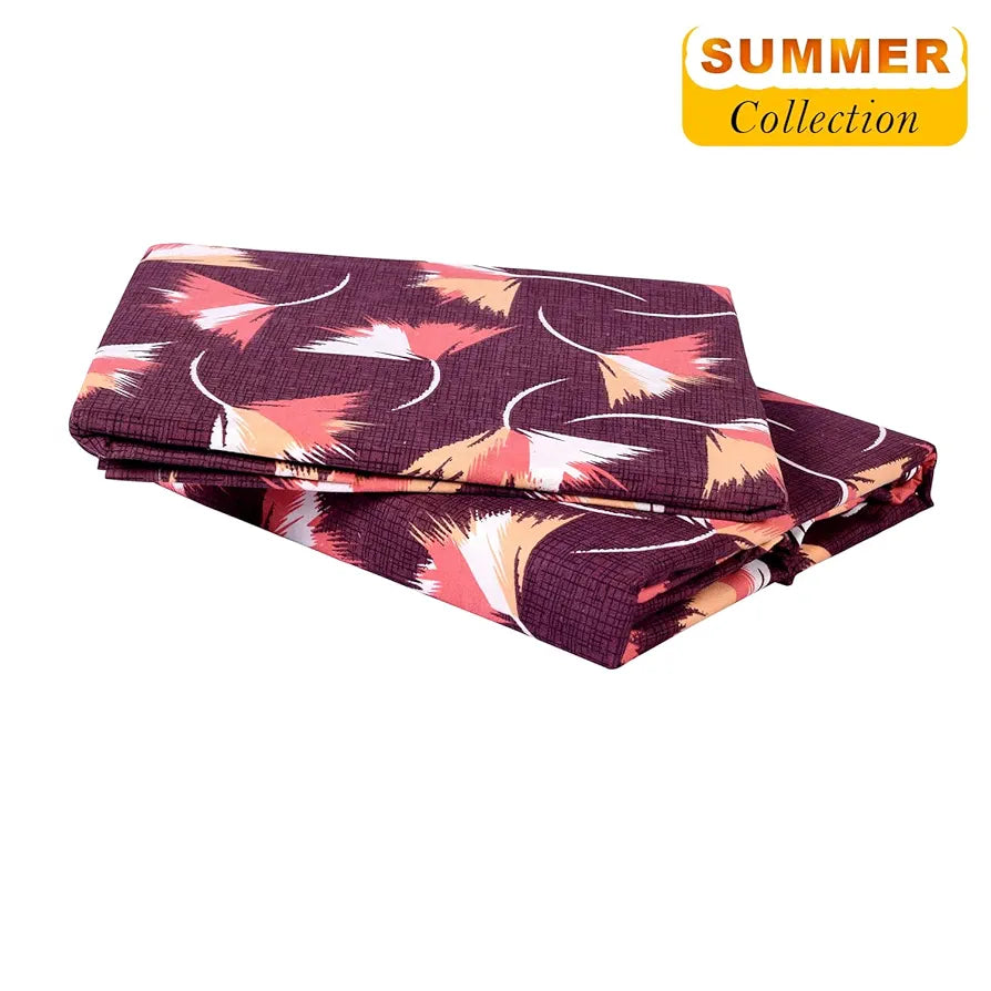 Status Contract Spring Summer Collection Rich Double Bedsheet with 2 Pillow Colour Maroon