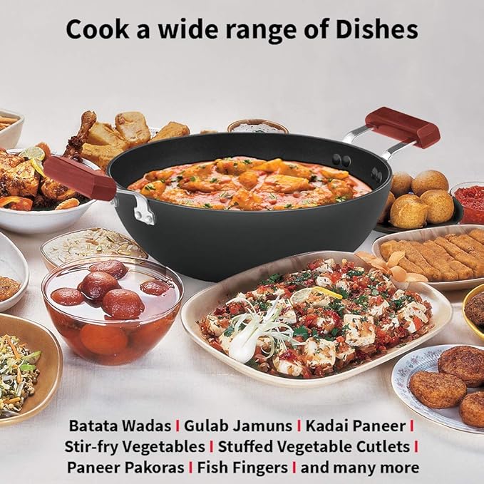 Hawkins Futura 3.5 Litre Deep Kadhai Non Stick Kadai Flat Bottom Induction Kadhai