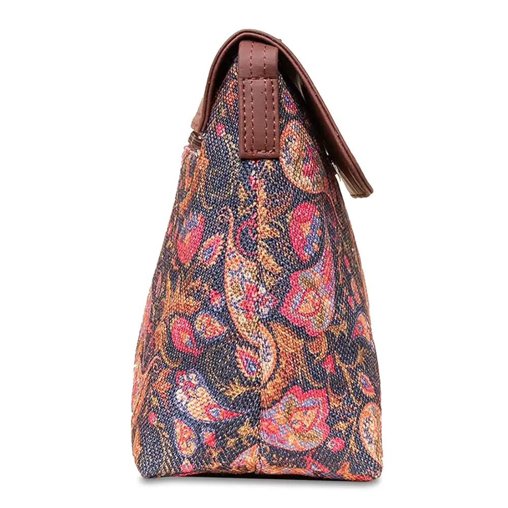Zouk Flap Sling Bag Crossbody Bags for Women Vegan Leather & Jute