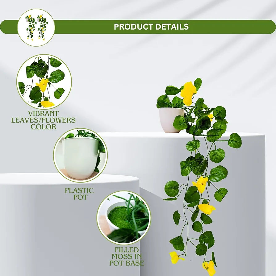 Artificial Flower Vine Plant Falling With Pot Pack of 2 DESIGN-04