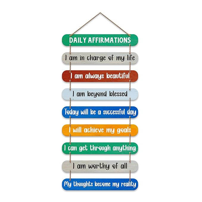 Artvibes Daily Affirmations Printed Wooden Wall Hanging for Home Decorative Items | Wall Artwork for Hall Decor