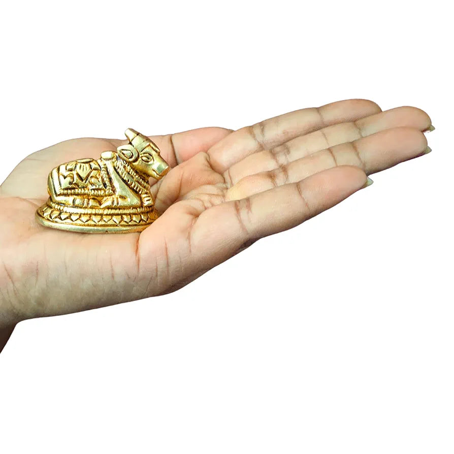 anciently Chota Shivling with Nandi for Home Puja | Chota Shivling with Nandi Brass, Gold Colour