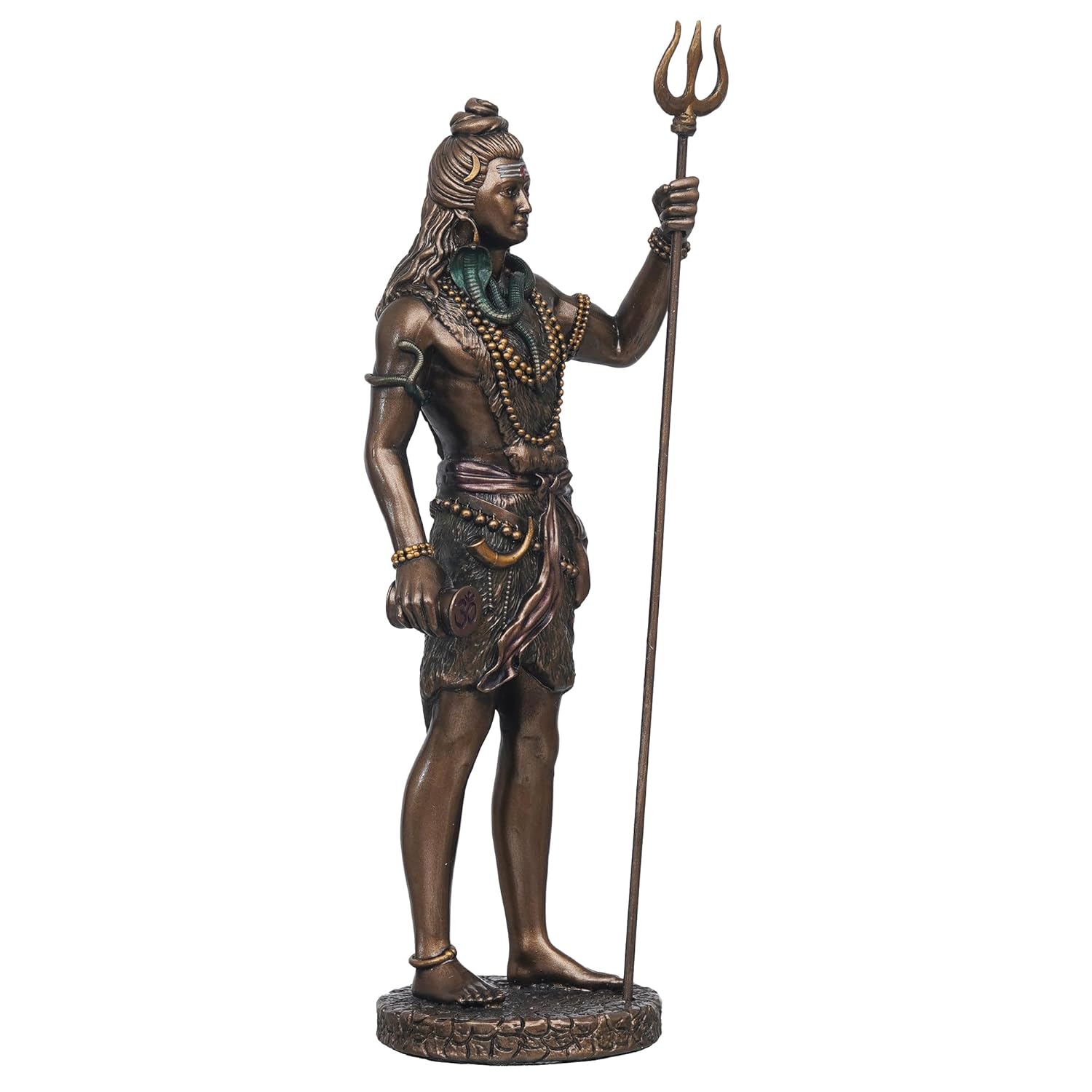Ecraftindia Polyresin Bronze Finish Standing Lord Shiva Statue With Trishul and Damru | Hindu God Idol for Puja Room