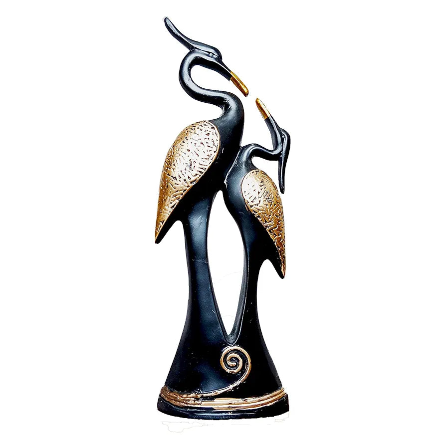 Jaipur Ace Resin Paradise Pair of Kissing Swan Couple Statue Sculptures Showpieces Kissing Swan Black