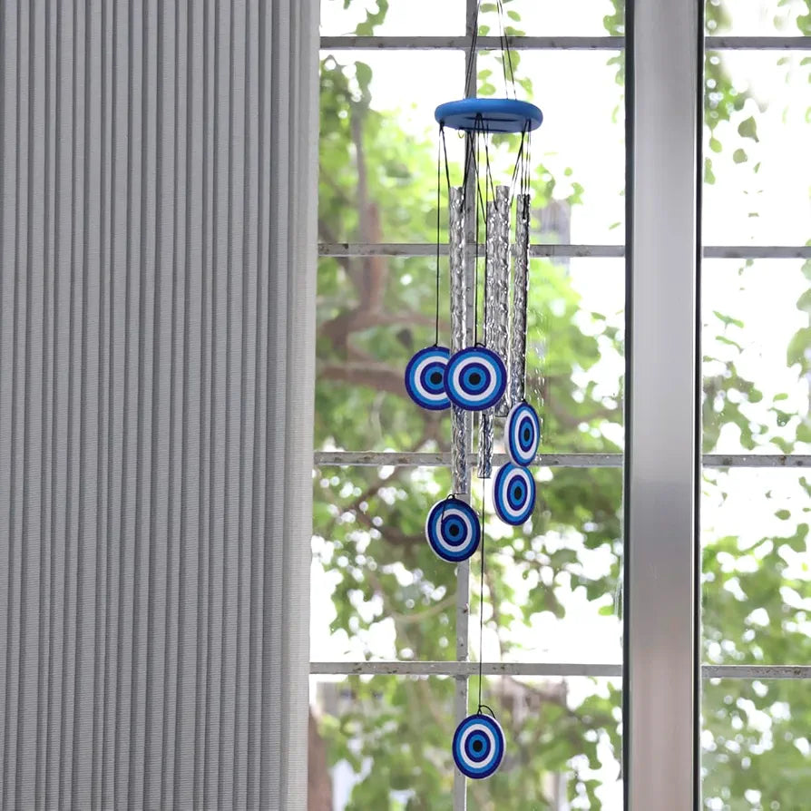 9Dzine Wind Chimes with Evil Eye Protection - 27 Inches