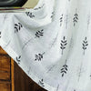 Homadorn Linen Sheer Printed Semi Transparent Curtains for Window Set of 2 Black Foliate