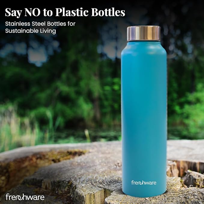 Frenchware Water Bottle 1 Litre, Stainless Steel, Premium SS 304 | Aqua Blue | Easy-to-Clean
