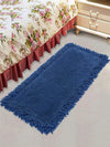 Saral Home Shaggy Soft Cotton Durable & Washable Multipurpose Bedside Runner Colour Blue