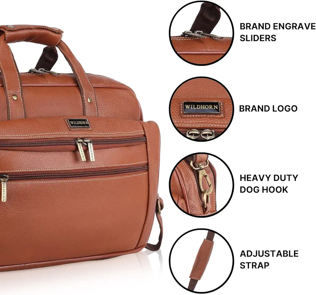WildHorn Leather Briefcase for Men I Computer Bag Laptop Bag I Business Travel Messenger Bag For Men l Large 16 Inch,For Daily Use