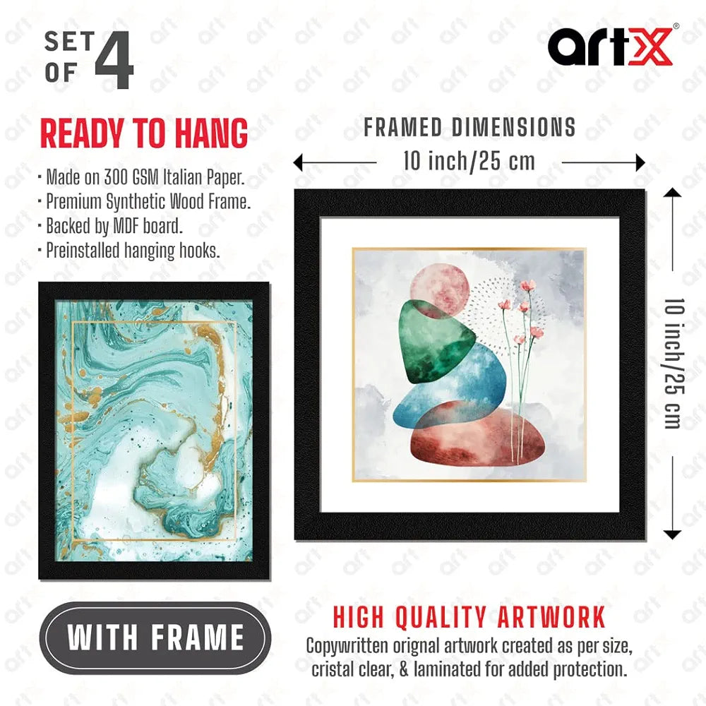 ArtX Paper Abstract Fairytale Big Wall Art Frame Painting Set of 4