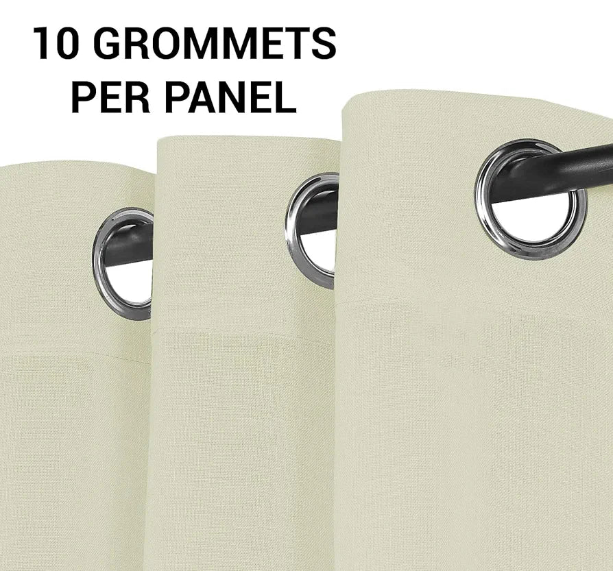 Cloth Fusion Plain Cotton Feel Sheer Window Curtains 5 Feet Long Set of 2 Semi-Transparent Cream