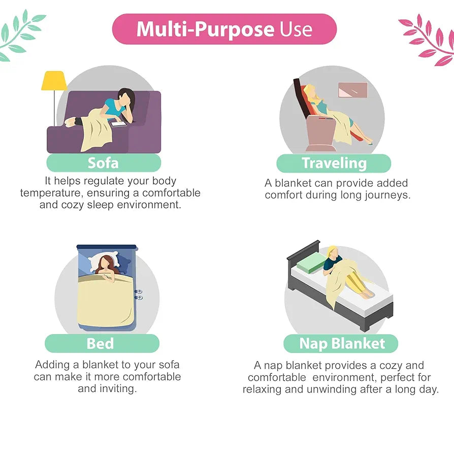 Divine Casa Glace Cotton 120 GSM Reversible Lightweight Printed Double Bed AC Dohar Winter Blanket Quilt Colour Pink and Turquoise TC - 120