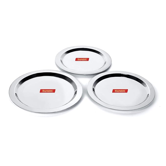 Sumeet Stainless Steel Heavy Gauge Ciba/Lids Set of 3 Pc Size 18.8Cm 20Cm 21.3Cm