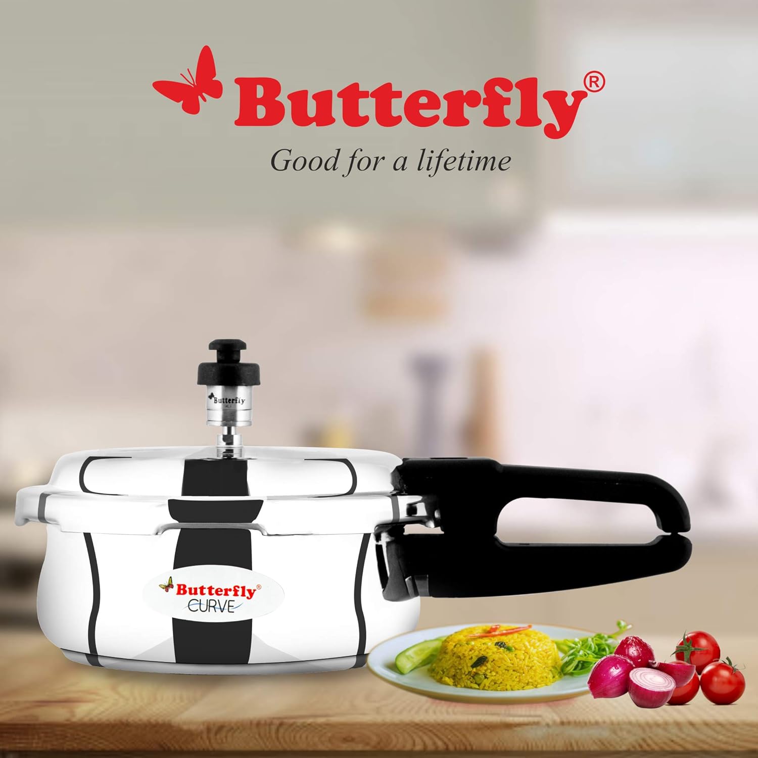 Butterfly Curve Pressure Cooker | Outer Lid Quality Stainless Steel | Induction and Gas Stove Compatible