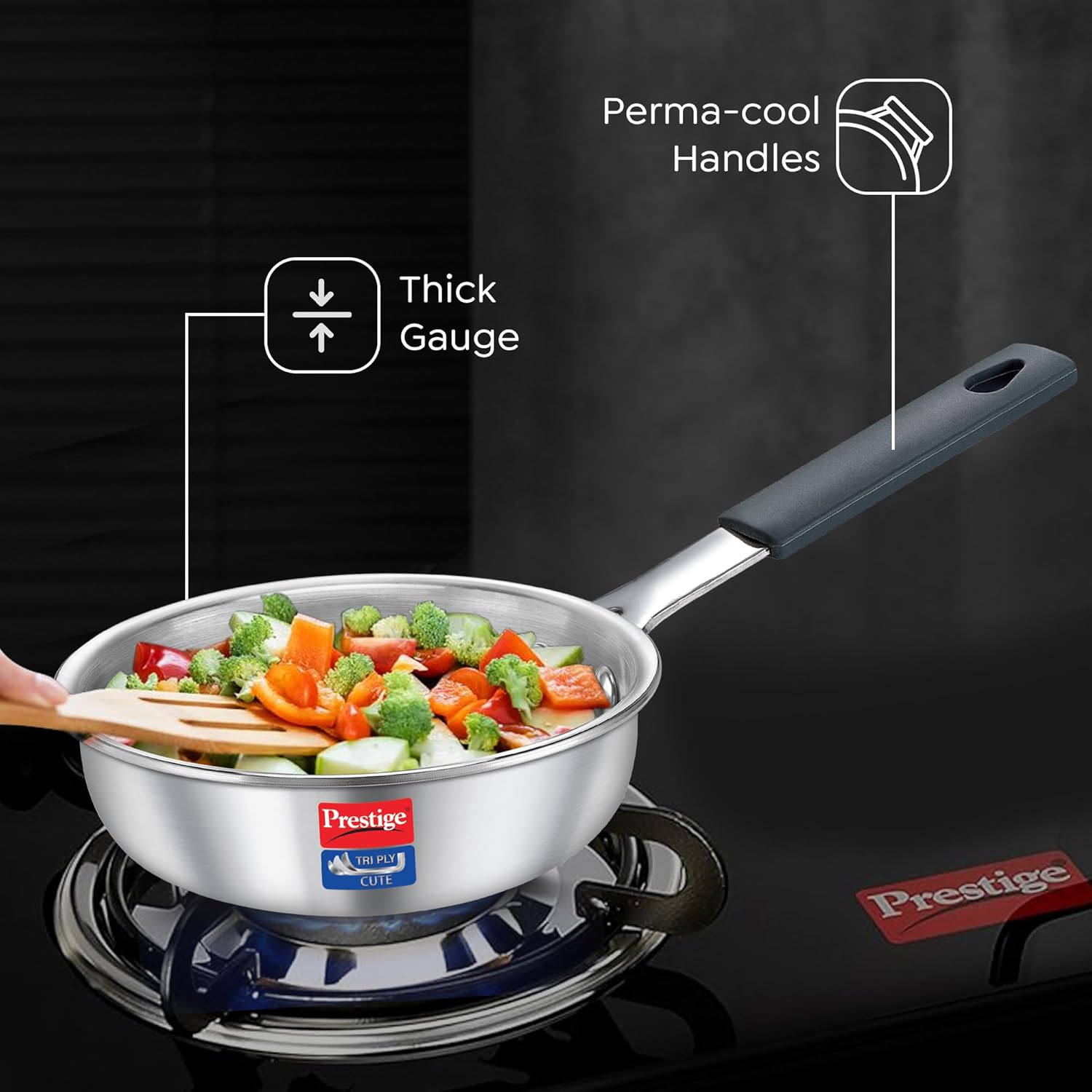 Prestige Tri-ply Cute Fry Pan 12 Cm Silver