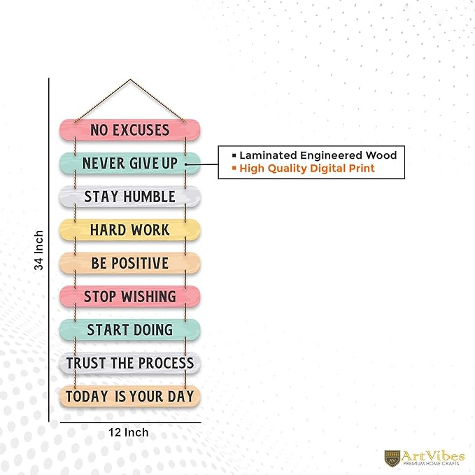 Artvibes Decorative Motivational Quotes Printed Mdf Wooden Wall Hanging | Modern Wall Decoration Accessories