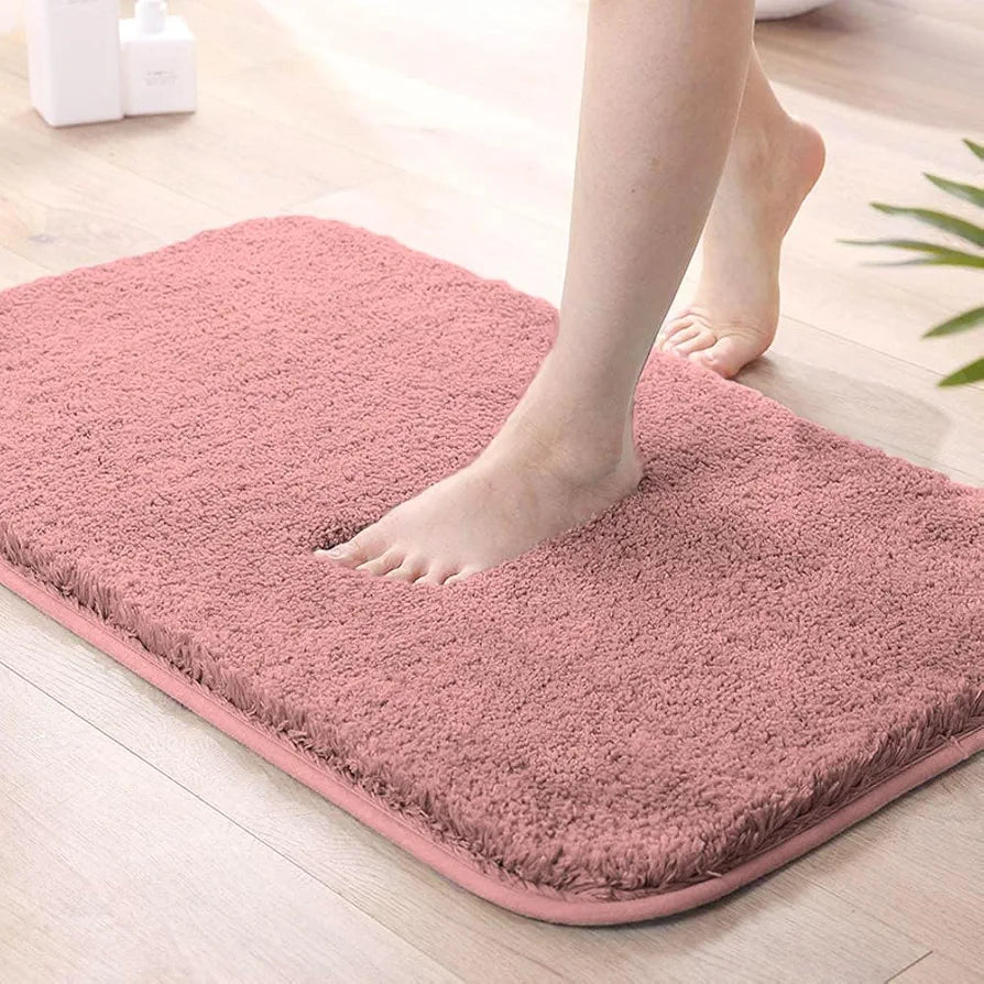 Luxe Home International Microfiber Bath Mat Super Soft Non Slip Vegas Rectangular Mats For Bathroom Colour Pink
