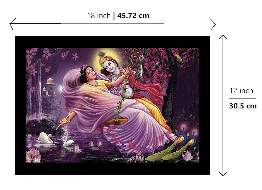 Lifehaxtore Beautiful Swinging Radha Krishna Art Framed Painting