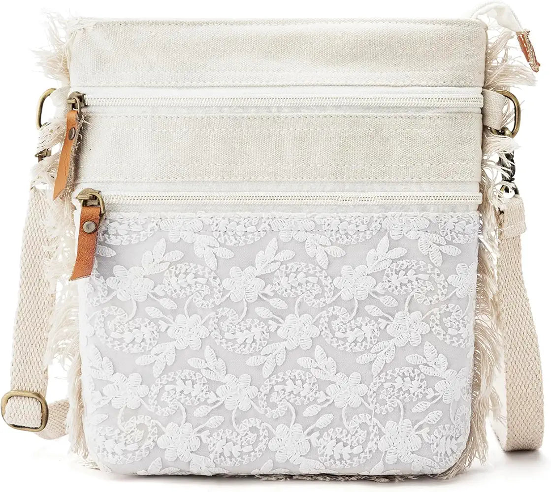 Goatter Cotton Material Embroidery Designs Medium Size Sling Bag For Women, 