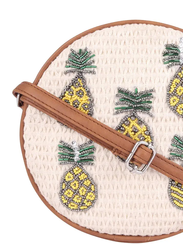 Astrid Handmade Macrame Flap Over Sling Bag For Girls And Women Colour White