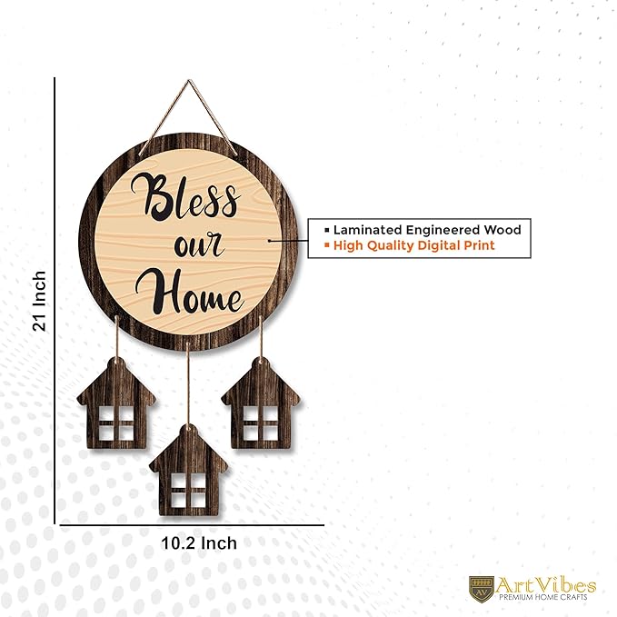 Artvibes Bless Our Home Quotes Wooden Wall Hanging Decorative Items for Home Decor