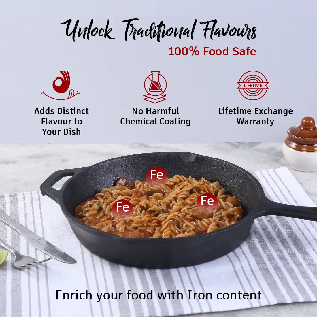 Wonderchef Forza Pre Seasoned 19 cm Cast Iron Fry Pan