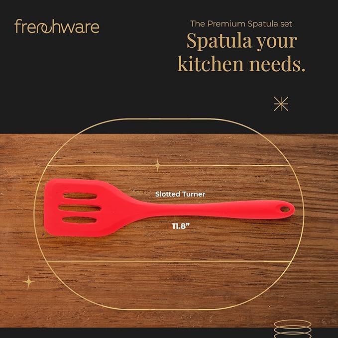 Frenchware Non-stick Premium Silicone Spatula for Cooking, Baking & Mixing, Seamless Design | Turner, Red Colour