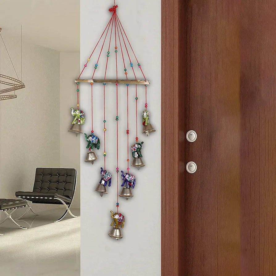 Heart Home Handcrafted Rajasthani Traditional Windchimes Wooden Wall Hanging Toran