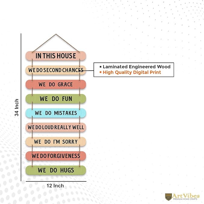 Artvibes House Quotes Printed Mdf Wooden Wall Hanging | Home Decor Items | Wall Artwork for Hall