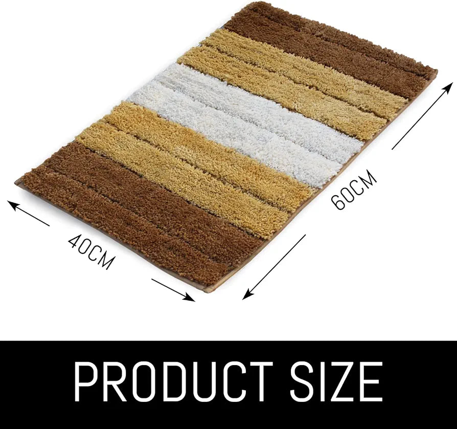 Luxe Home International Microfiber Rectangular Bath mat Soft Anti Slip Skid Luxury Mats 40X60 Cm Colour Tobacco (Pack of 2)