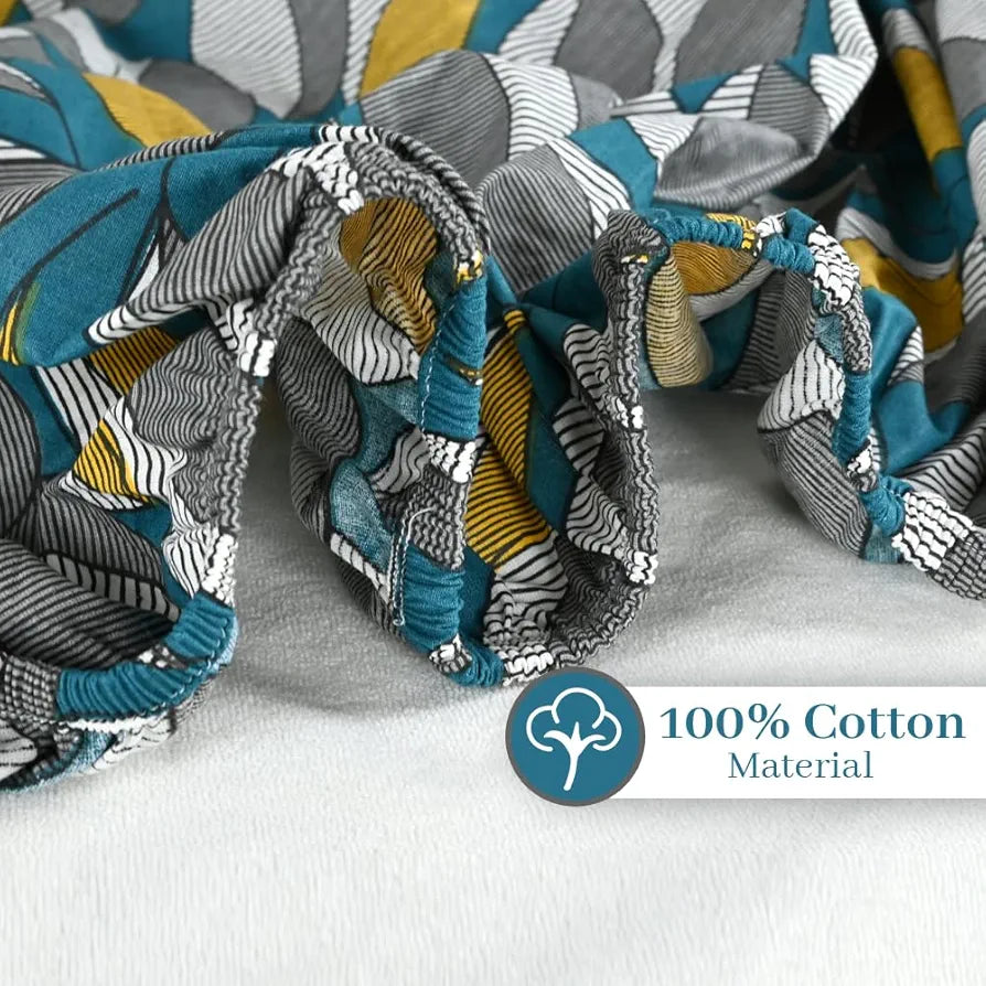 Divine Casa Floret 100% Cotton King Fitted Bedsheet 144 TC Deep Pocket Design Soft & Breathable Fabric Colour Woody Petals