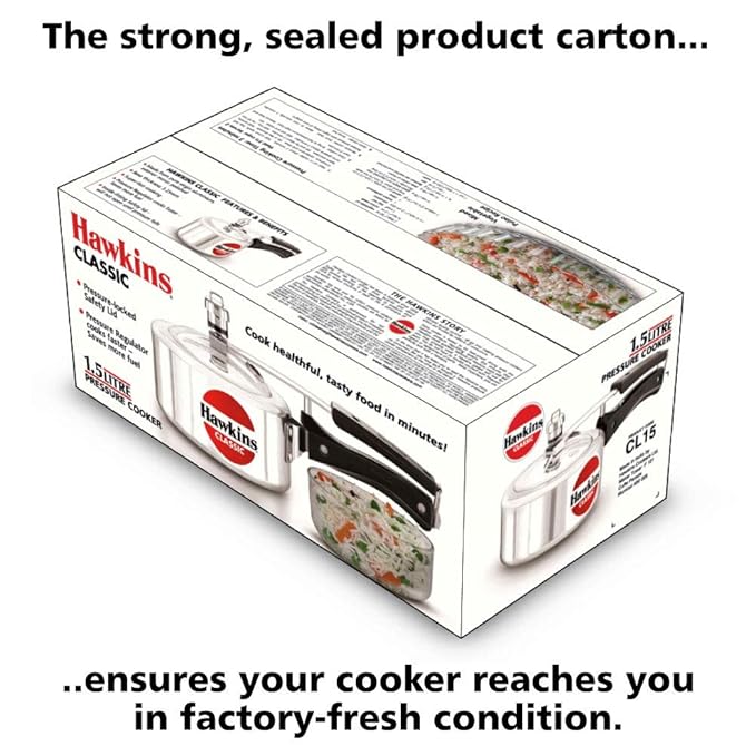 Hawkins 1.5 Litre Classic Pressure Cooker Best Inner Lid Cooker Small Cooker Silver