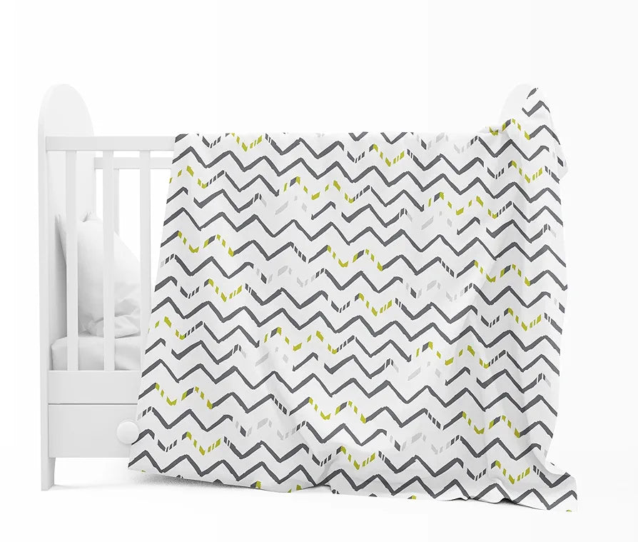 Divine Casa 120 GSM Microfiber Single Kids Dohar Soft & Lightweight Throw Blanket Zig-Zag Pattern Colour Slate