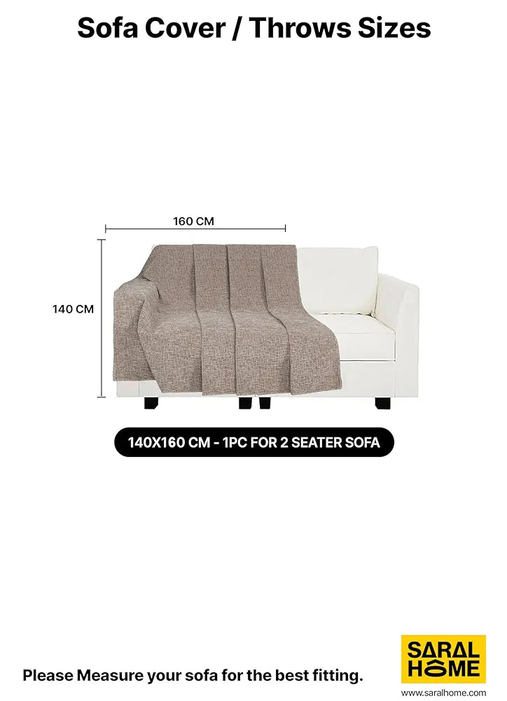 Saral Home Chenille 2 Seater Sofa Cover Throw Colour Gold